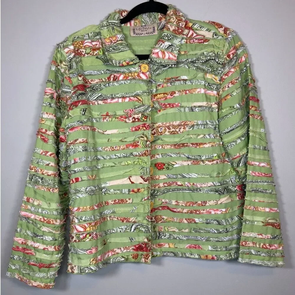 vintage green button up jacket - Picture 1 of 3